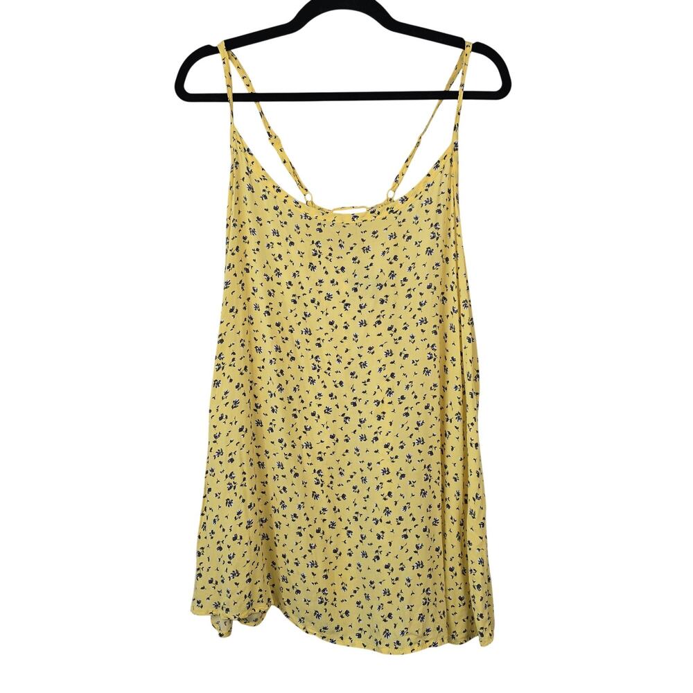 Torrid Tank Top Womens 2 Yellow Ditsy Floral Strappy Back Cami Plus Summer Boho
